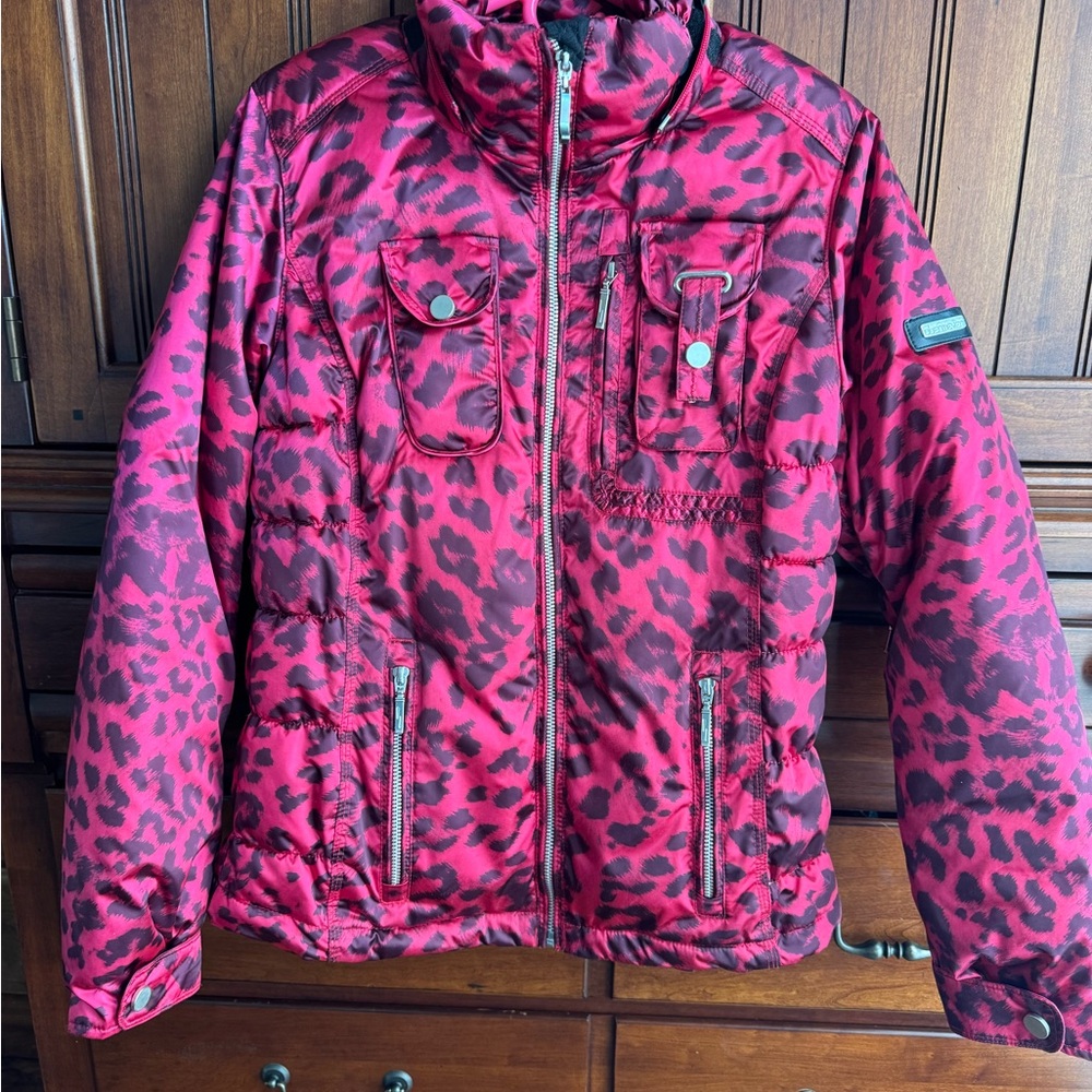 Obermeyer Hot Pink and Black Animal Print Ski Jacket